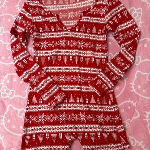 Red and White Festive Patterned Romper Onesie